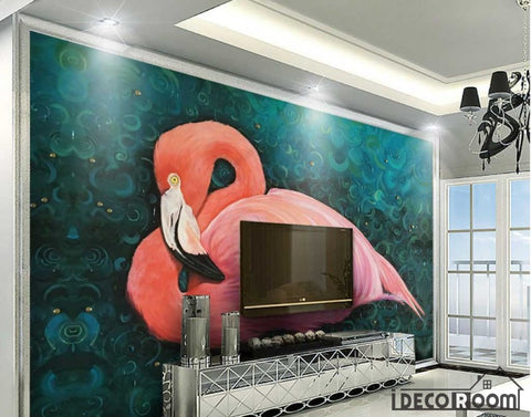 Image of European Oil Painting Flamingo wallpaper wall murals IDCWP-HL-000504