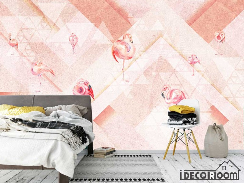 Pink Flamingo Fashion  Abstract Geometric wallpaper wall murals IDCWP-HL-000506