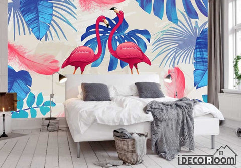 Modern minimalist abstract flamingo wide leave wallpaper wall murals IDCWP-HL-000508