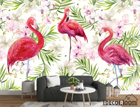 Image of Modern Flamingo tropical rainforest Nordic wallpaper wall murals IDCWP-HL-000513