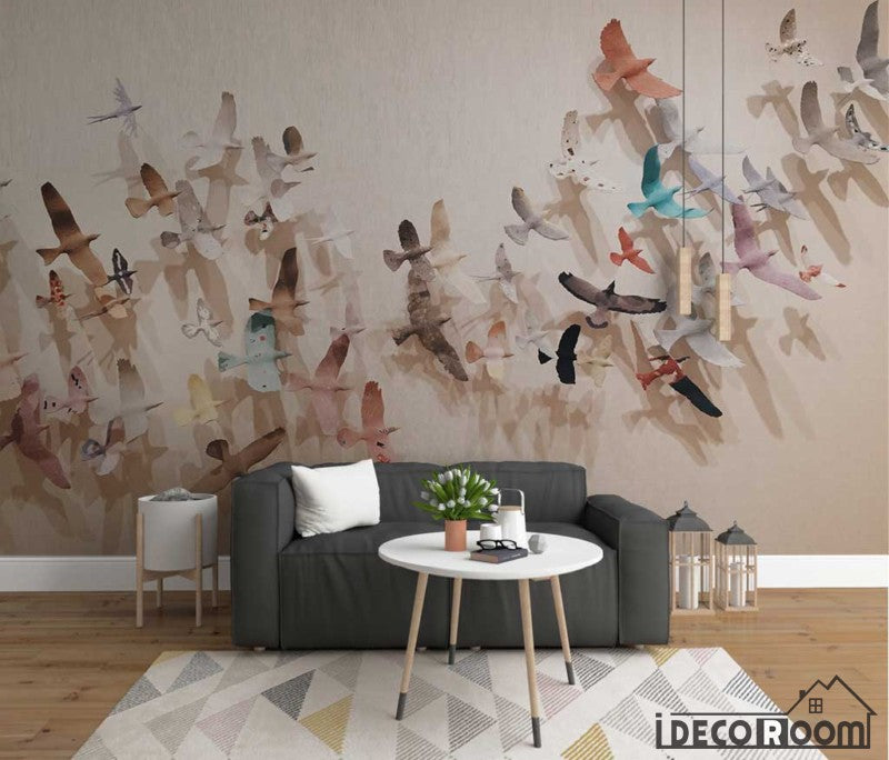 Nordic modern minimalist 3d flock of birds wallpaper wall murals IDCWP-HL-000514