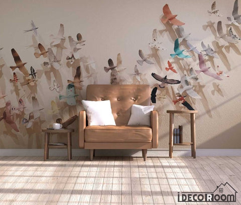 Image of Nordic modern minimalist 3d flock of birds wallpaper wall murals IDCWP-HL-000514