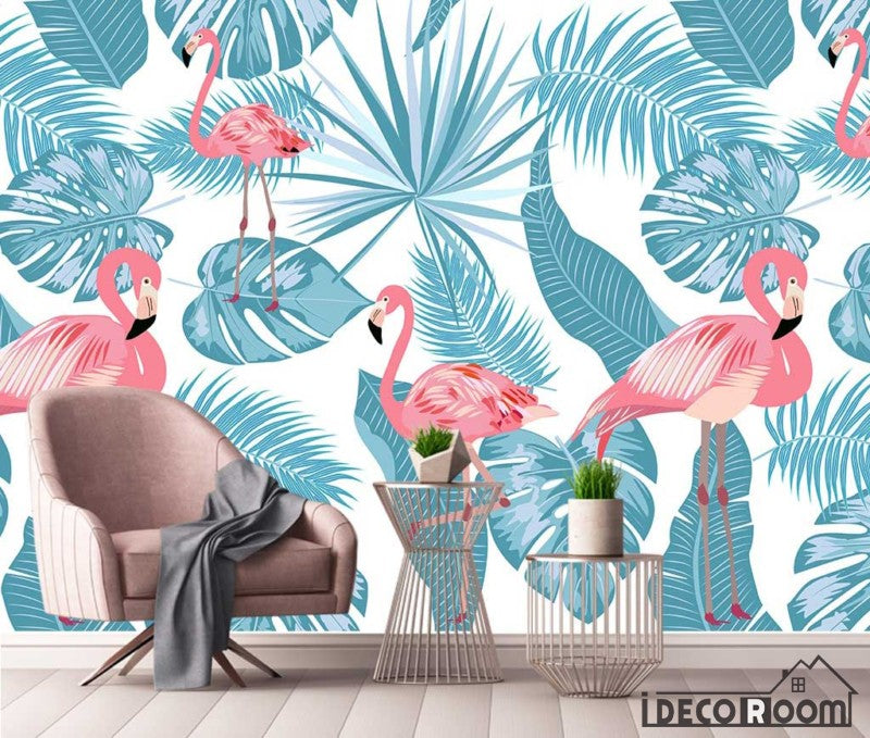 Nordic minimalist  flamingo tropical plant wallpaper wall murals IDCWP-HL-000526