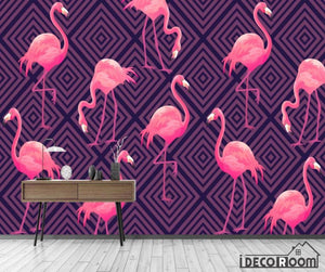 vintage pattern mosaic flamingo decorative wallpaper wall murals IDCWP-HL-000529