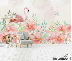 Modern minimalist flamingo floral Nordic wallpaper wall murals IDCWP-HL-000531