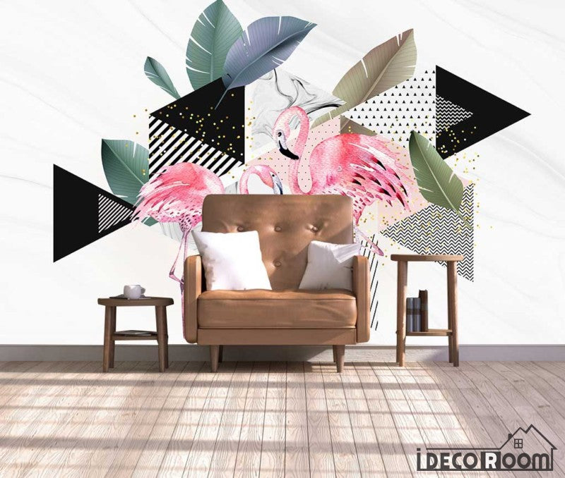 modern minimalist geometric flamingo marble wallpaper wall murals IDCWP-HL-000533