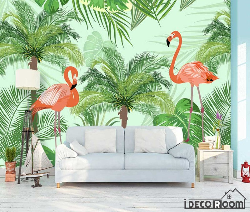 Nordic flamingos tropical rainforest wallpaper wall murals IDCWP-HL-000538