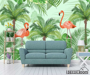 Nordic flamingos tropical rainforest wallpaper wall murals IDCWP-HL-000538