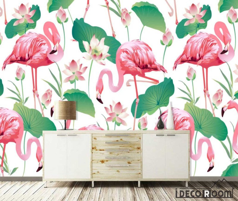 minimalist abstract lotus flamingo industrial wallpaper wall murals IDCWP-HL-000540
