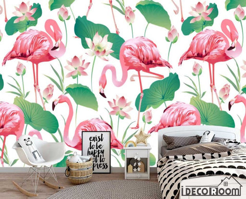Image of minimalist abstract lotus flamingo industrial wallpaper wall murals IDCWP-HL-000540