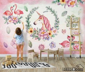 Nordic minimalist flamingo decoration wallpaper wall murals IDCWP-HL-000547
