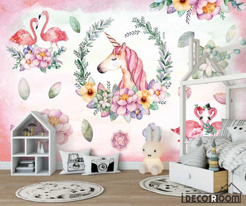 Image of Nordic minimalist flamingo decoration wallpaper wall murals IDCWP-HL-000547
