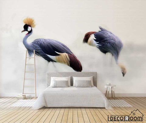 Image of Nordic Ostrich Flamingo sofa wallpaper wall murals IDCWP-HL-000554