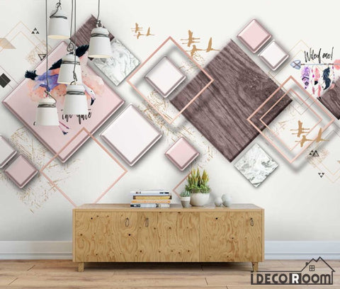 Image of Pink marble flamingo Nordic minimalism modern wallpaper wall murals IDCWP-HL-000557