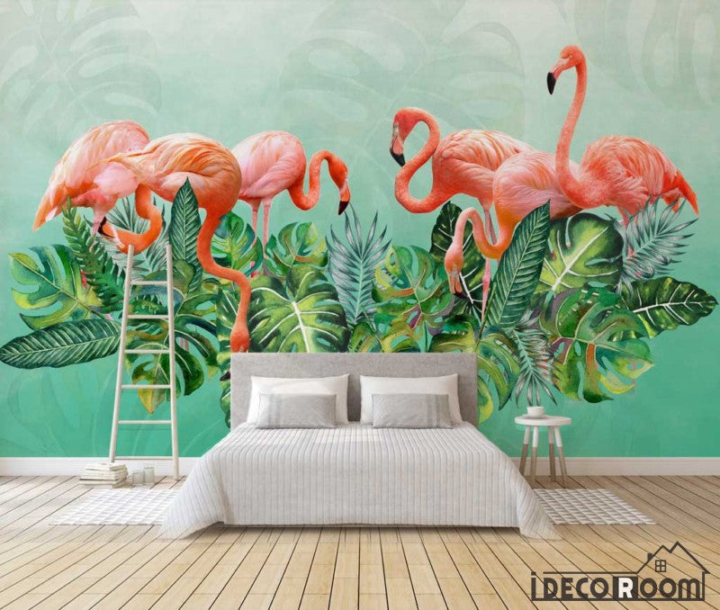Nordic minimalist tropical plant flamingo sofa wallpaper wall murals IDCWP-HL-000563