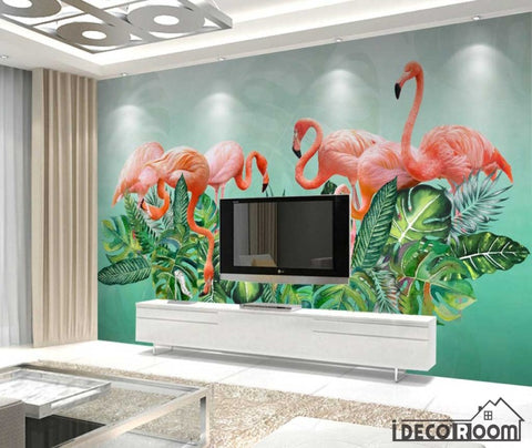 Image of Nordic minimalist tropical plant flamingo sofa wallpaper wall murals IDCWP-HL-000563
