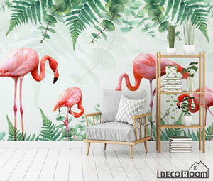 Nordic minimalist  flamingo tropical plantwallpaper wall murals IDCWP-HL-000569