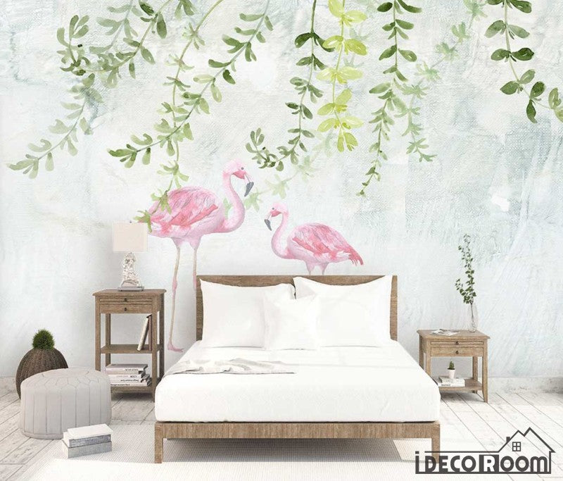Nordic Watercolor Flamingo Sofa wallpaper wall murals IDCWP-HL-000570