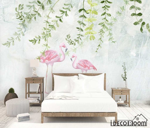 Image of Nordic Watercolor Flamingo Sofa wallpaper wall murals IDCWP-HL-000570