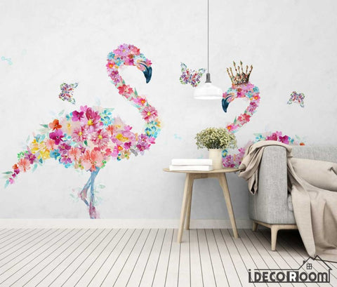 Image of Modern minimalist  floral Flamingo Nordic wallpaper wall murals IDCWP-HL-000573