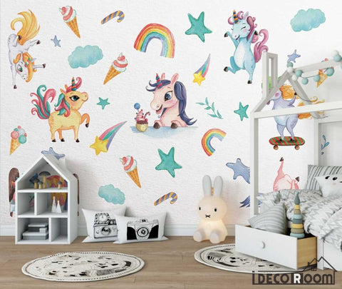 Image of Nordic minimalist unicorn decoration wallpaper wall murals IDCWP-HL-000577