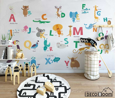 Image of Nordic Cartoon Animal 26 Letter Theme wallpaper wall murals IDCWP-HL-000581