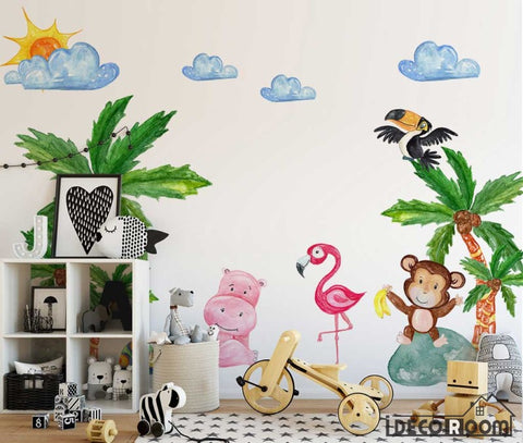 Image of Nordic simple cartoon animal plant wallpaper wall murals IDCWP-HL-000583
