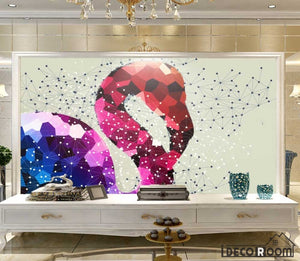 Fashion retro geometric flamingo wallpaper wall murals IDCWP-HL-000599