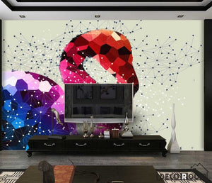 Fashion retro geometric flamingo wallpaper wall murals IDCWP-HL-000599