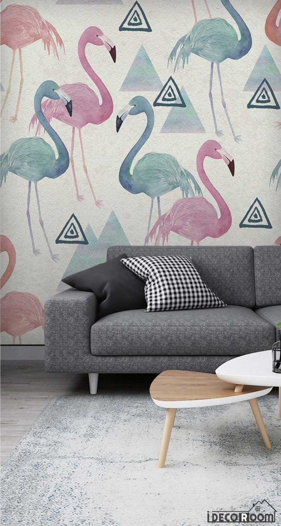 plant tropical rainforest flamingo wallpaper wall murals IDCWP-HL-000609