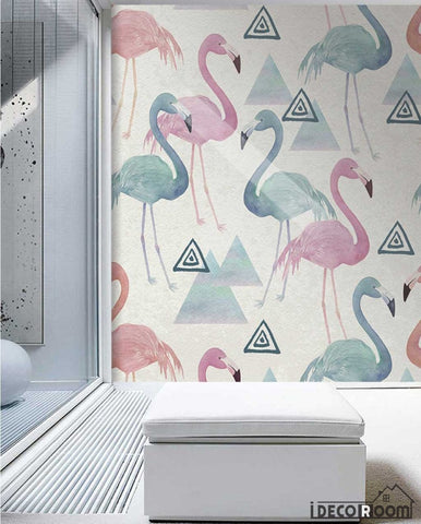 Image of plant tropical rainforest flamingo wallpaper wall murals IDCWP-HL-000609