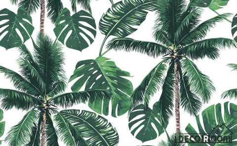 Image of Vector coconut rainforest wallpaper wall murals IDCWP-HL-000618