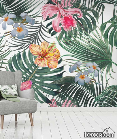 Image of Flowers foliage tropical rainforest wallpaper wall murals IDCWP-HL-000629