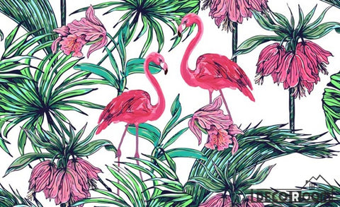 Image of Flamingo leaves tropical rainforest wallpaper wall murals IDCWP-HL-000631