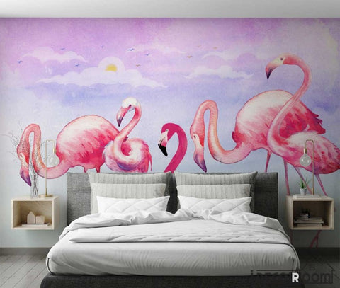 Image of Nordic style modern minimalist  Flamingo wallpaper wall murals IDCWP-HL-000644
