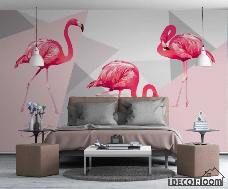 Nordic minimalist fashion geometric flamingo art wallpaper wall murals IDCWP-HL-000651