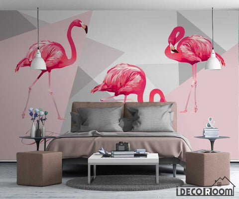 Image of Nordic minimalist fashion geometric flamingo art wallpaper wall murals IDCWP-HL-000651