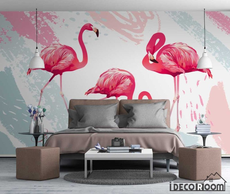 Nordic minimalist fashion geometric flamingo art wallpaper wall murals IDCWP-HL-000652