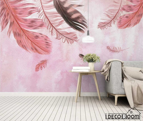 Image of Modern minimalist pink feathers Nordic wallpaper wall muralss IDCWP-HL-000653