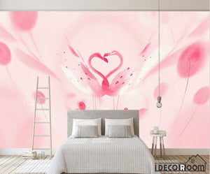 Beautiful romantic pink swan flamingo children wallpaper wall murals IDCWP-HL-000658