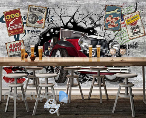 Image of 3D Classic Car Vintage Garage Art Wall Murals Wallpaper Decals Prints Decor IDCWP-JB-000001