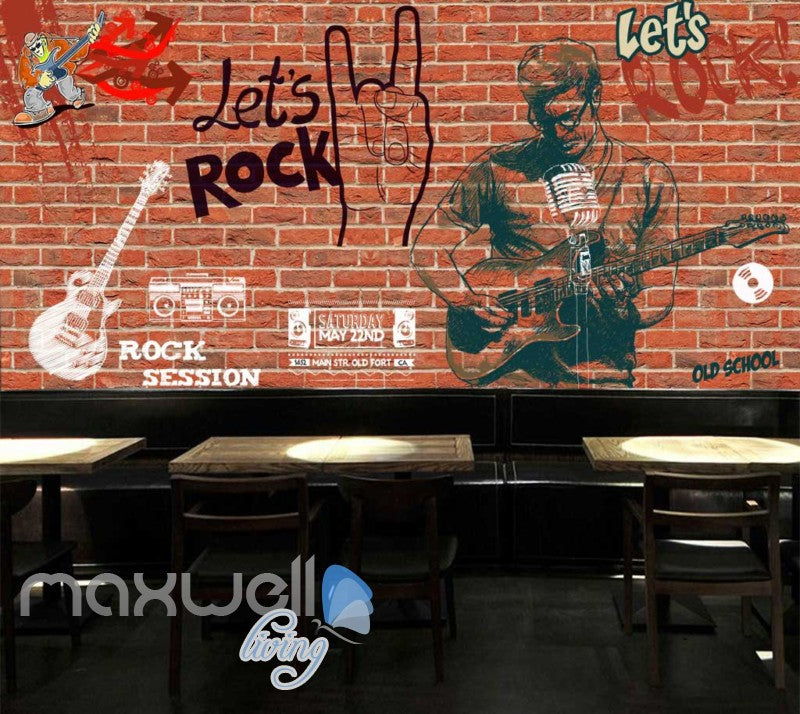 Rock Rebel Graffiti Brick Showcase Art Wall Murals Wallpaper Decals Prints Decor IDCWP-JB-000007