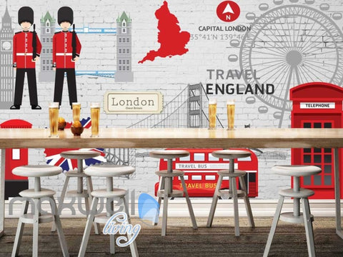 Image of London England Travel Red Art Wall Murals Wallpaper Decals Prints Decor IDCWP-JB-000011