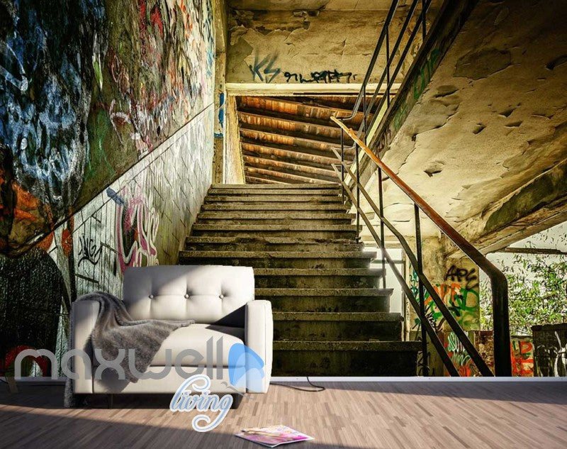 Optical Illusion Stair Graffiti Art Art Wall Murals Wallpaper Decals Prints Decor IDCWP-JB-000023