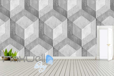 Image of Optical Illusion Concrete Square Pattern Art Wall Murals Wallpaper Decals Prints Decor IDCWP-JB-000024