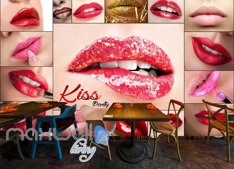 Lips Lipstick Red Kiss Gloss Art Wall Murals Wallpaper Decals Prints Decor IDCWP-JB-000025