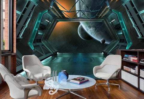 Image of Spaceship Solar Moon View Art Wall Murals Wallpaper Decals Prints Decor IDCWP-JB-000037