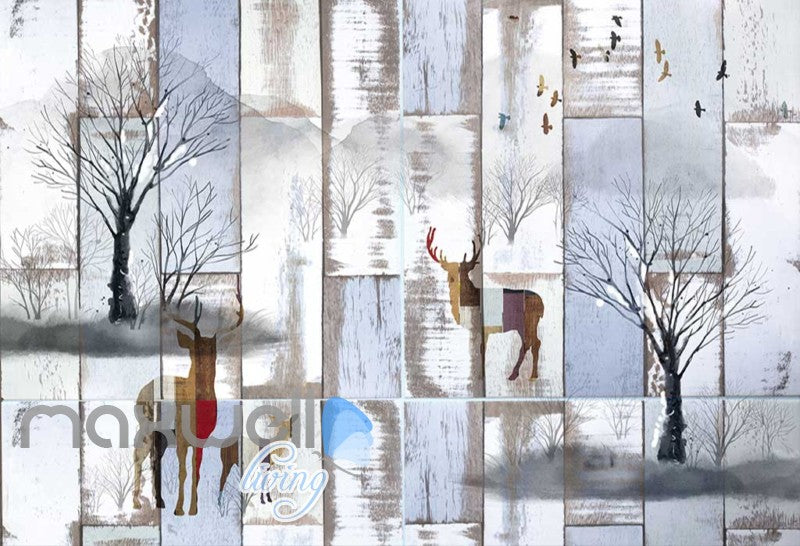Winter Snow Art Deer Wall Poster Art Wall Murals Wallpaper Decals Prints Decor IDCWP-JB-000050