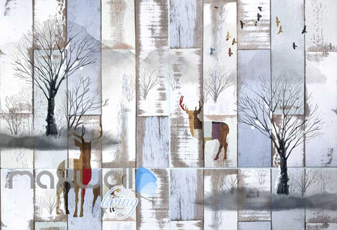 Image of Winter Snow Art Deer Wall Poster Art Wall Murals Wallpaper Decals Prints Decor IDCWP-JB-000050