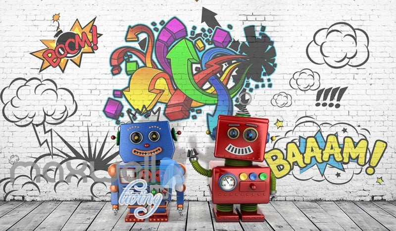 Robots Graffiti Wall Desgin Art Wall Murals Wallpaper Decals Prints Decor IDCWP-JB-000056